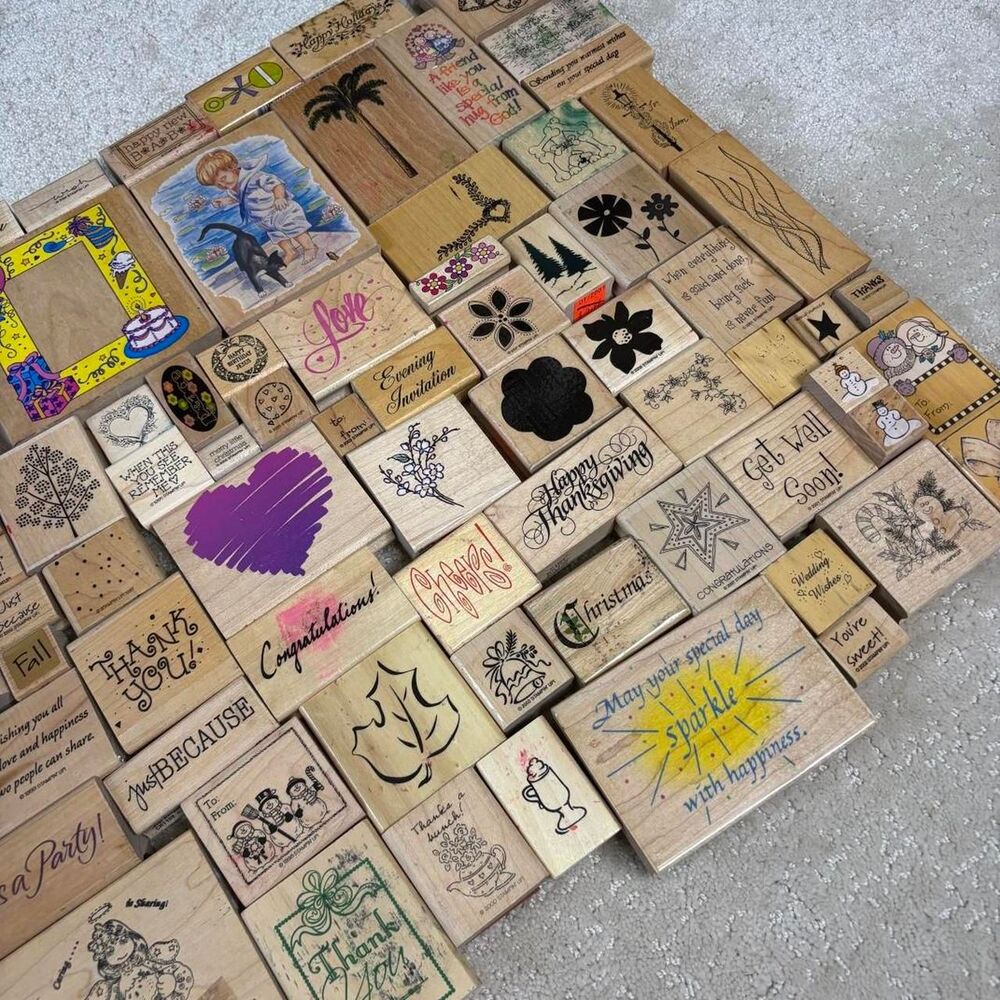 Vintage Rubber Stamp Collection 8lbs Lot 80s 90s 00s Holiday Flowers Animal Etc - Picture 4 of 5